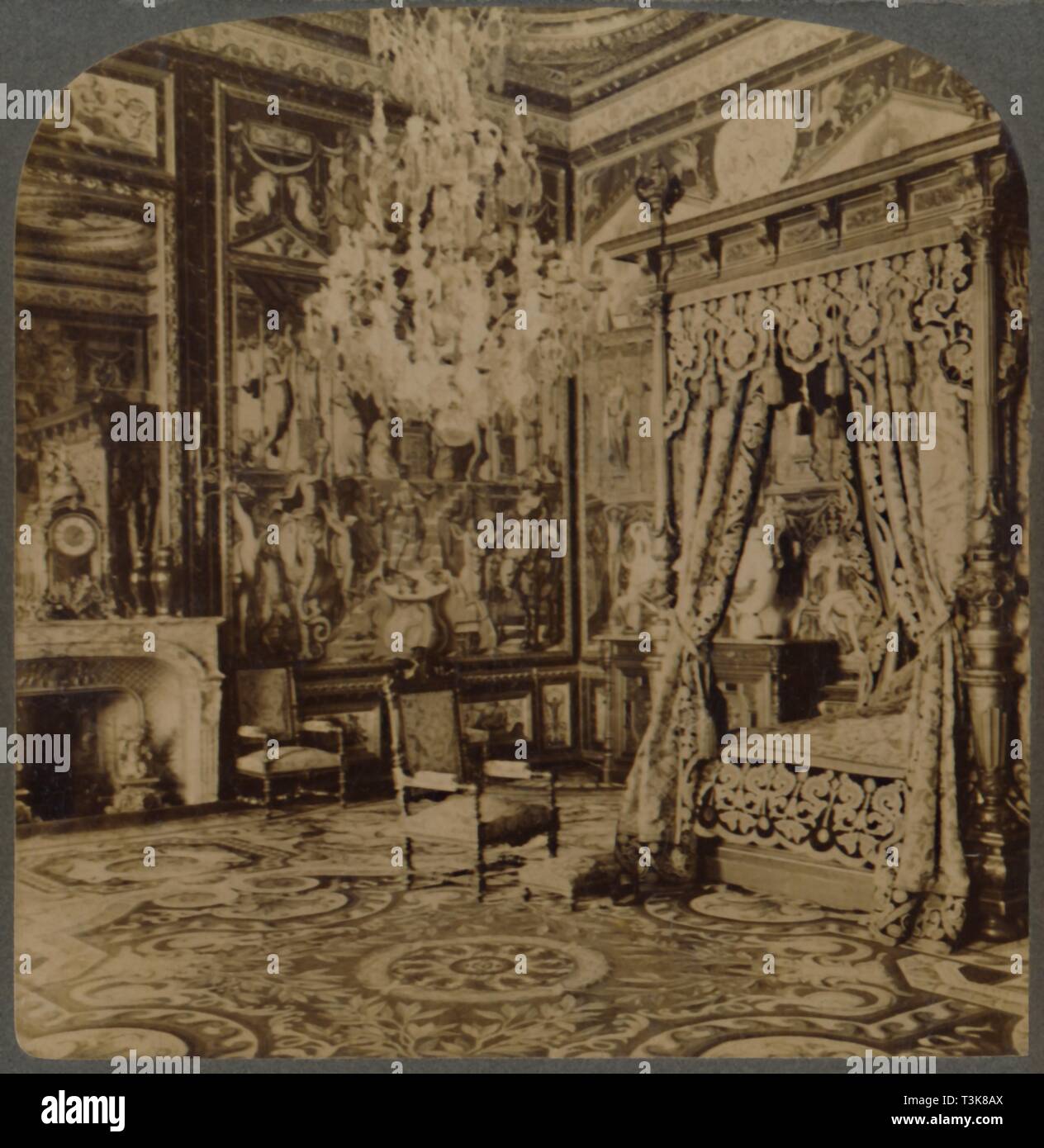 'Bedroom of Catherine de Medicis, Palace of Fontainebleau, France', 1901. Creator: Underwood & Underwood. Stock Photo
