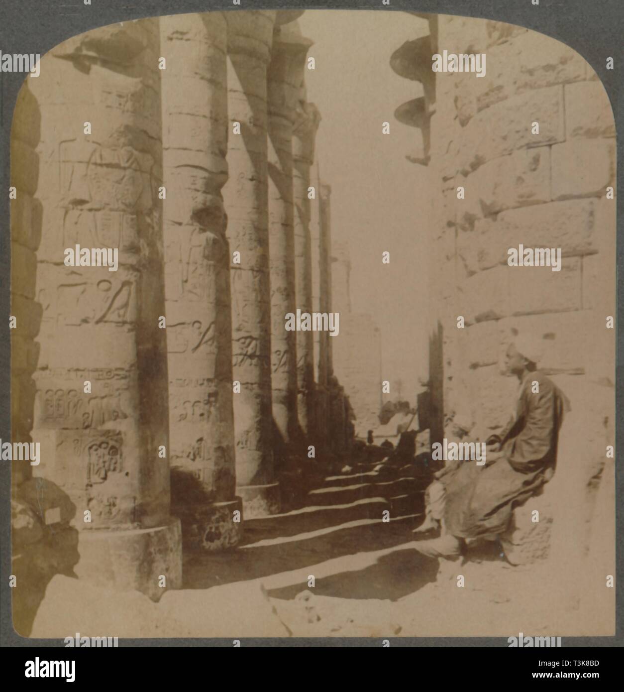 'The famous colonnade of the great Hypostyle Hall in the Temple of Karnak, Thebes, Egypt', 1897. Creator: Underwood & Underwood. Stock Photo