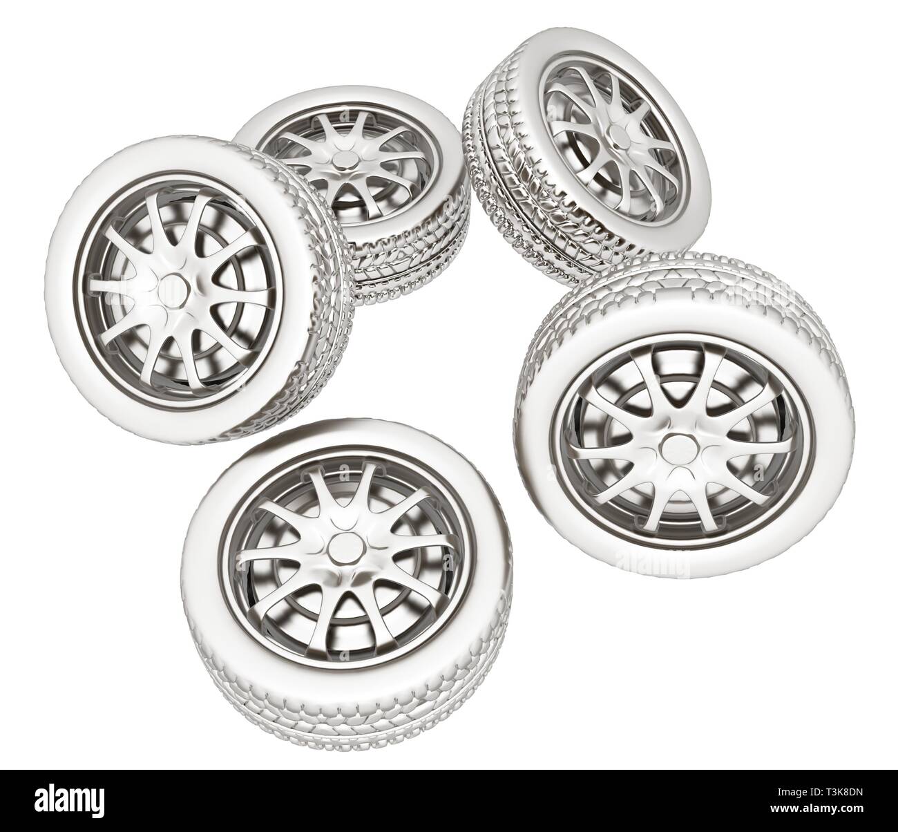 Car wheels. Top view. 3d illustration Stock Photo Alamy