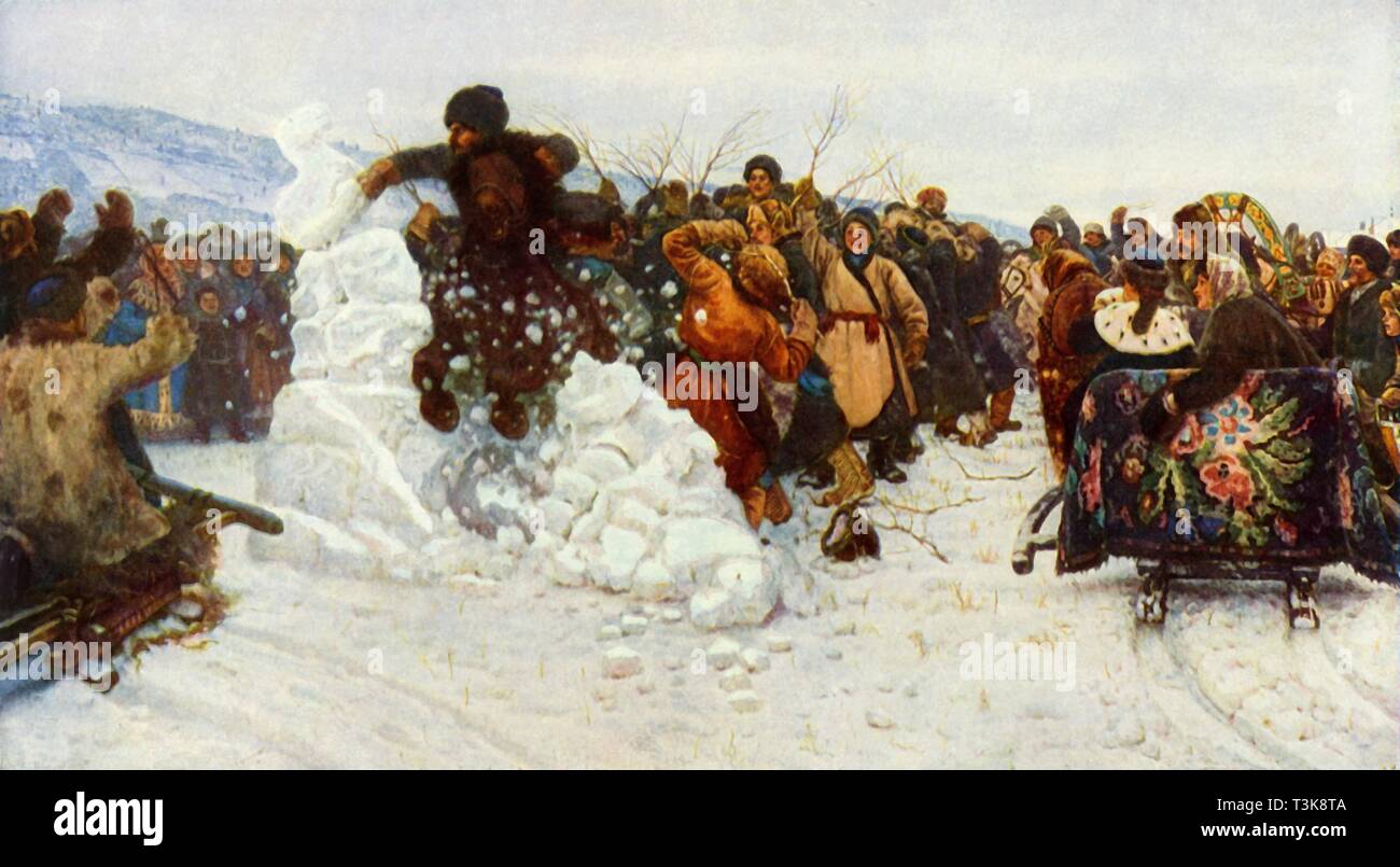 'Taking the Little Snow-town', 1891, (1965). Creator: Vasily Surikov. Stock Photo