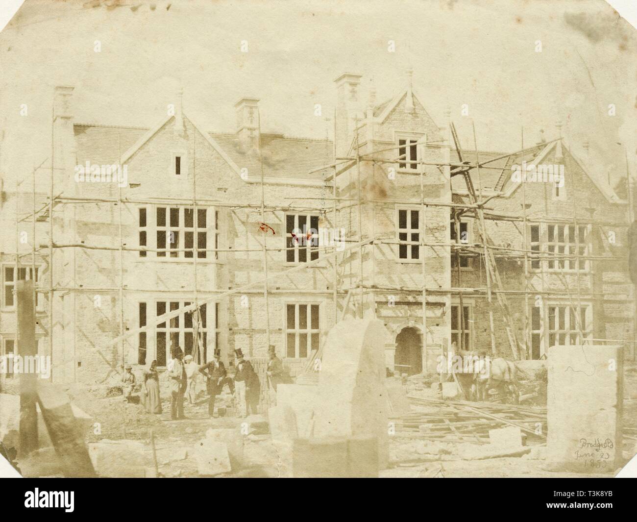 Entrance gates, Bradfield House, Uffculme, Devon, 1853. Creator: Unknown. Stock Photo