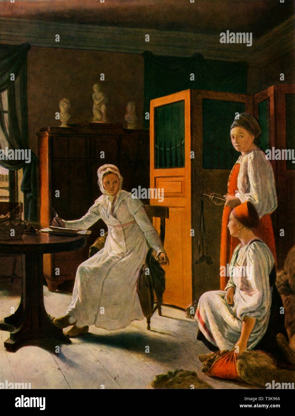 'The Landowner's Wife in the Morning', 1823, (1965).  Creator: Aleksey Venetsianov. Stock Photo