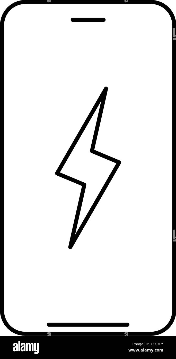 Smartphone with lightning. battery charging linear icon. Thin line  illustration. Vector illustration isolated on white Stock Vector Image &  Art - Alamy