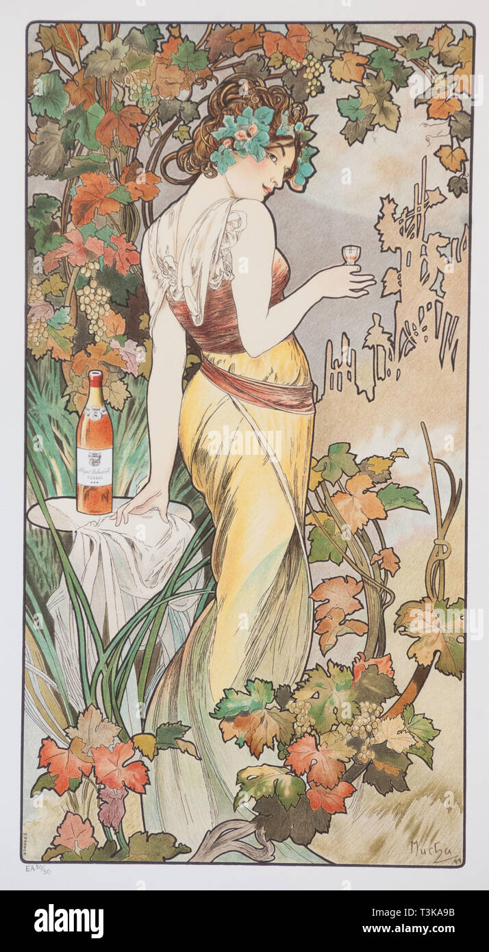 Cognac Bisquit, ca 1899. Creator: Mucha, Alfons Marie (1860-1939). Stock Photo
