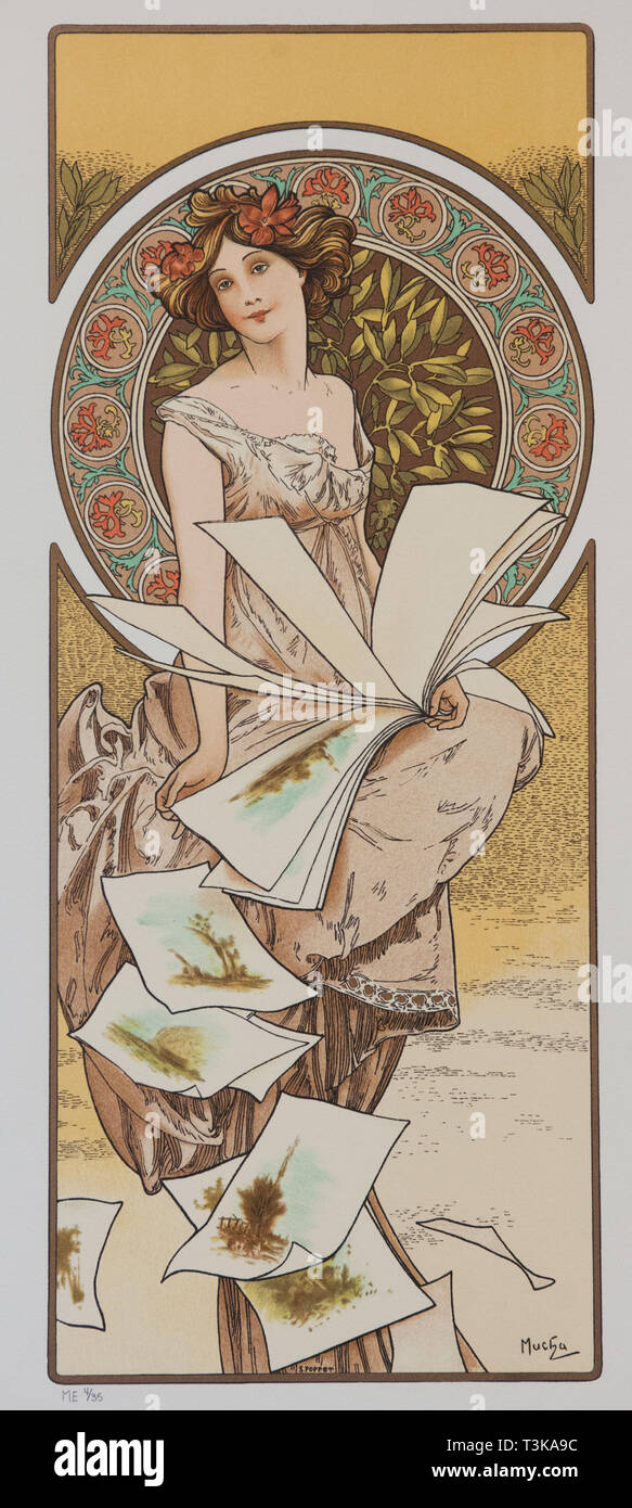 Champenois Calendar, ca 1897. Creator: Mucha, Alfons Marie (1860-1939). Stock Photo