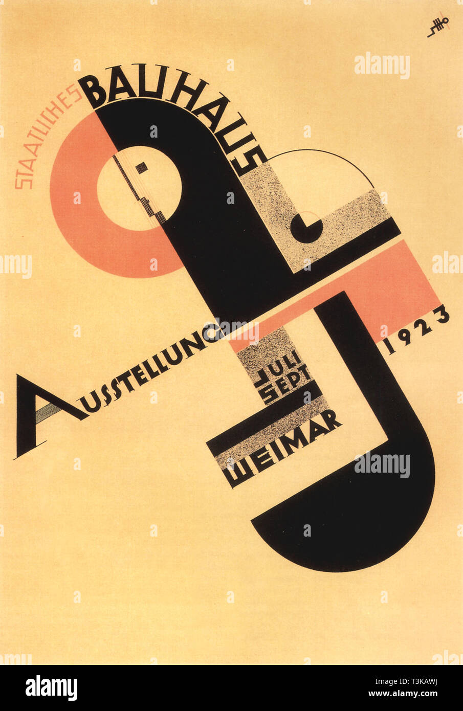 Bauhaus exhibition. Postcard, 1923. Creator: Schmidt, Joost (1893-1948). Stock Photo