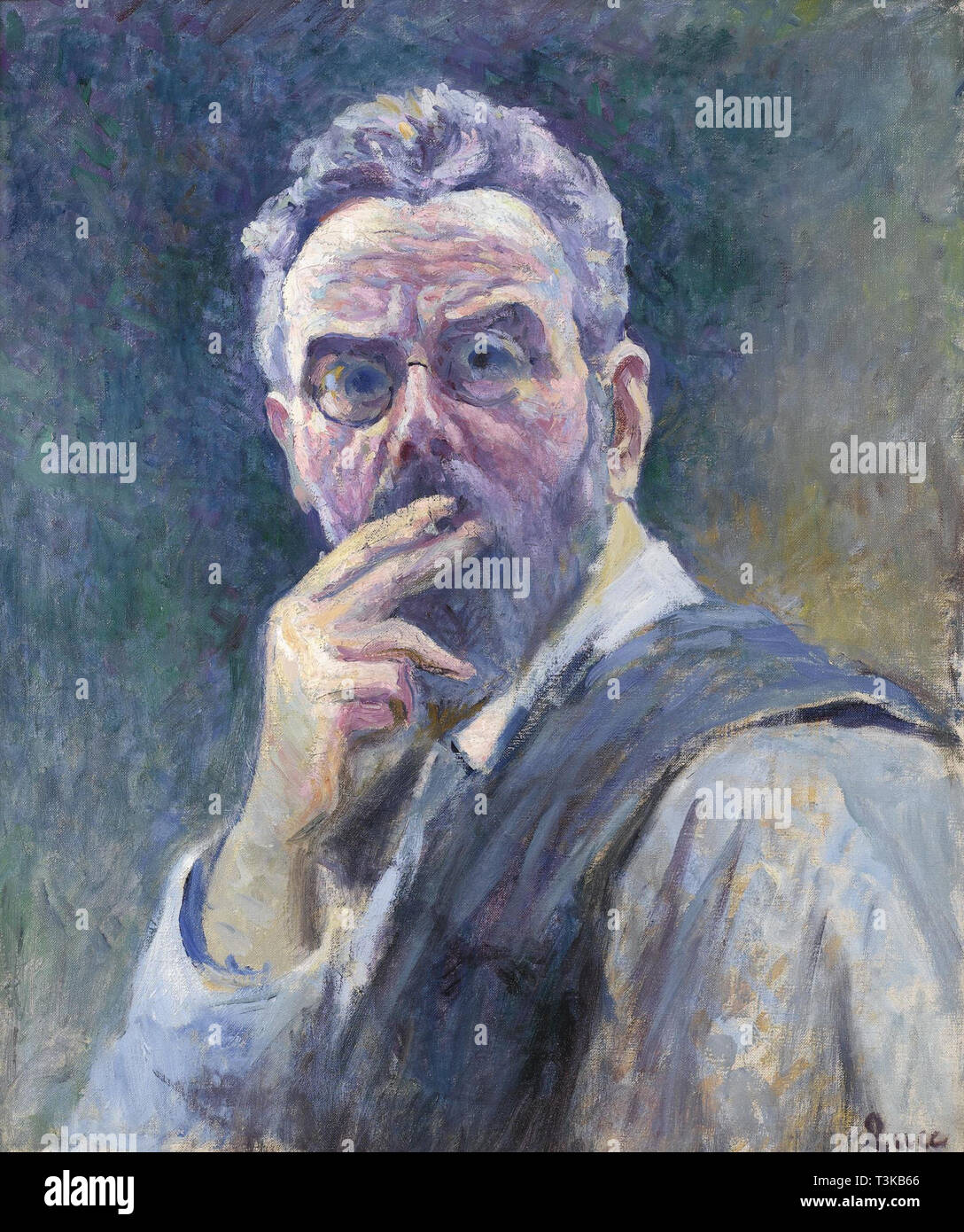 Self-Portrait with cigaret, c. 1905. Creator: Luce, Maximilien (1858-1941). Stock Photo