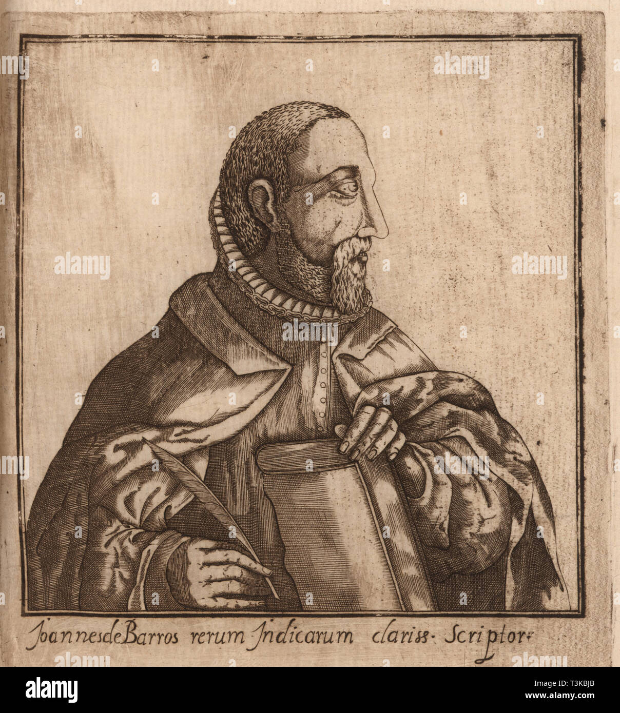 Portrait of João de Barros (1496-1570) , 1624. Creator: Faria, Manuel Severim de (1583-1655). Stock Photo