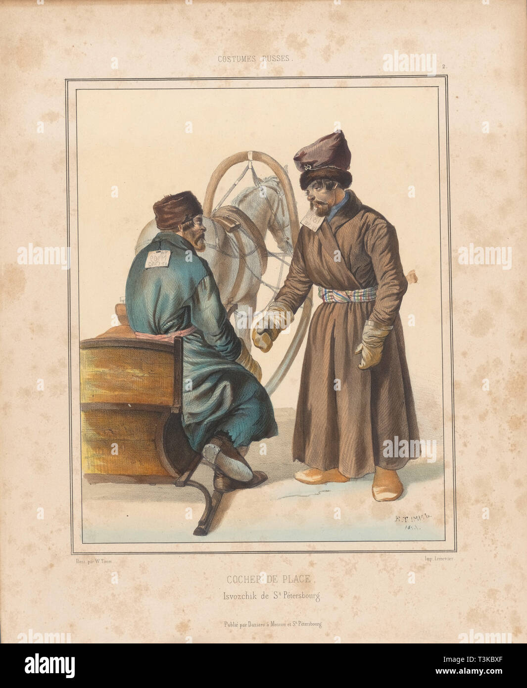 Coachmen in Petersburg, Mid of the 19th cen.. Creator: Timm, Vasily (George Wilhelm) (1820-1895). Stock Photo