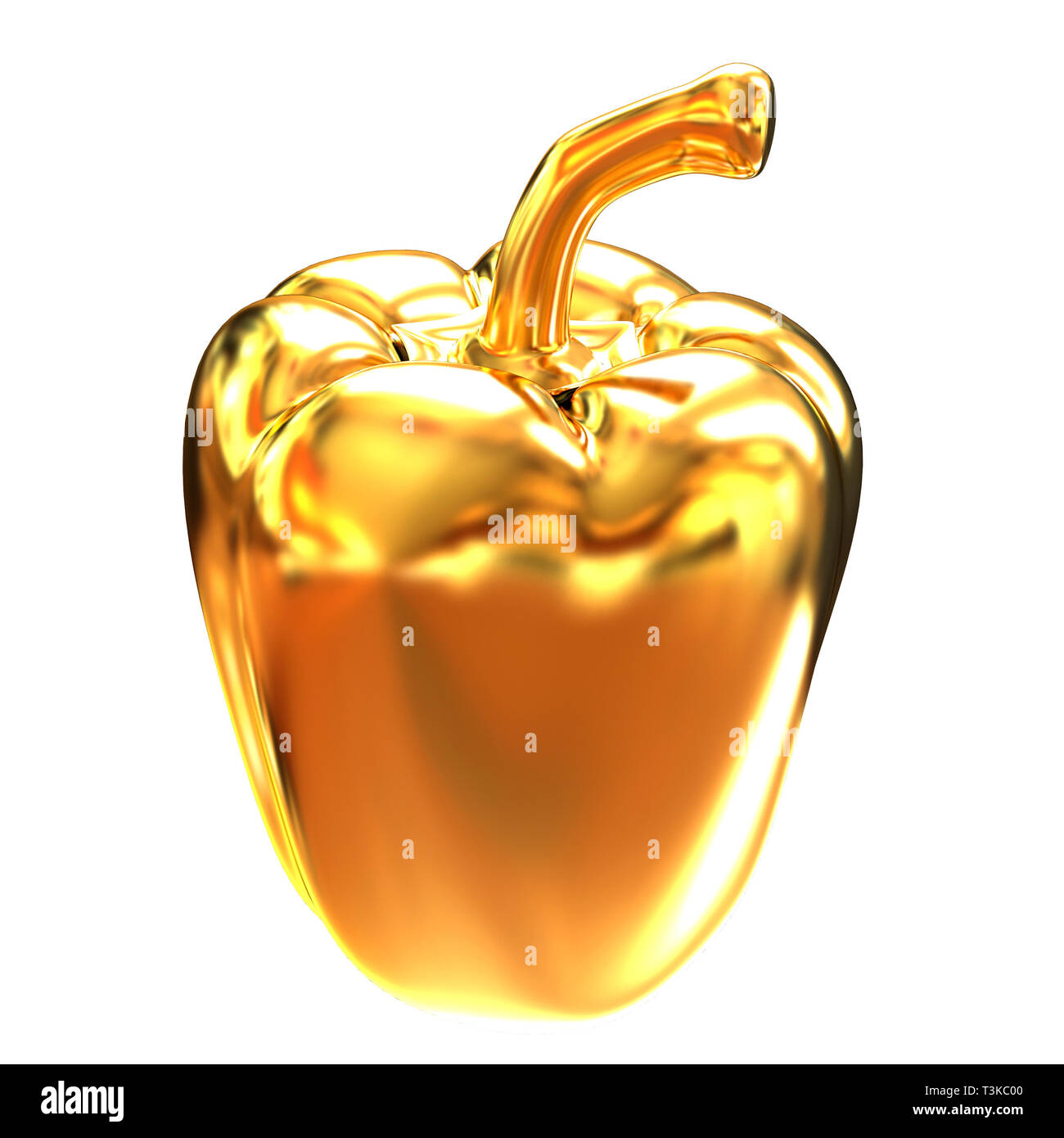 Gold bulgarian pepper. 3d illustration Stock Photo