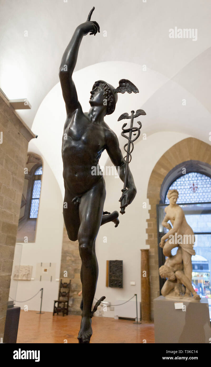 Flying Mercury by Giambologna, in the Bargello, Florence Stock Photo