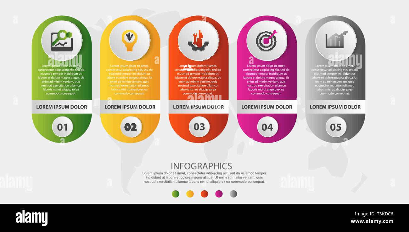 Modern 3D vector illustration. Circular infographic template with five ...