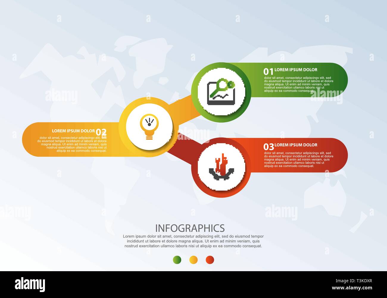Modern 3D vector illustration. Circular infographic template with three ...