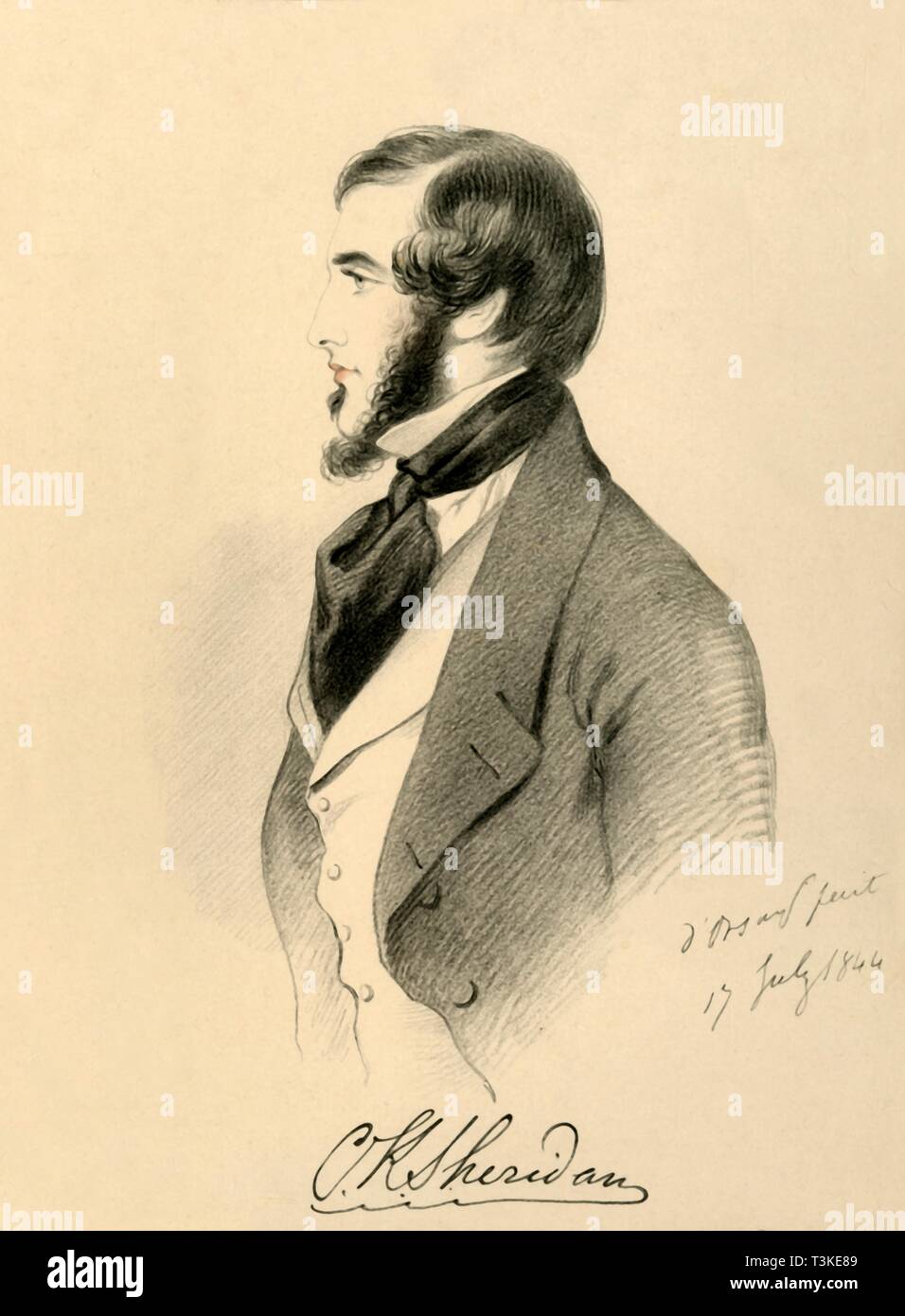 'Charles K. Sheridan', 1844. Creator: Richard James Lane. Stock Photo