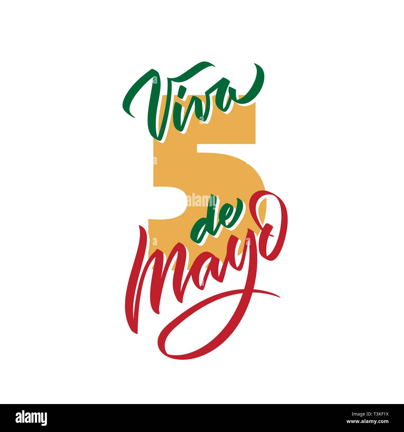 Cinco de Mayo vector typography. 5 of May on Spanish holiday vector calligraphy. Cinco de Mayo holiday banner. Mexican holiday lettering isolated on Stock Vector