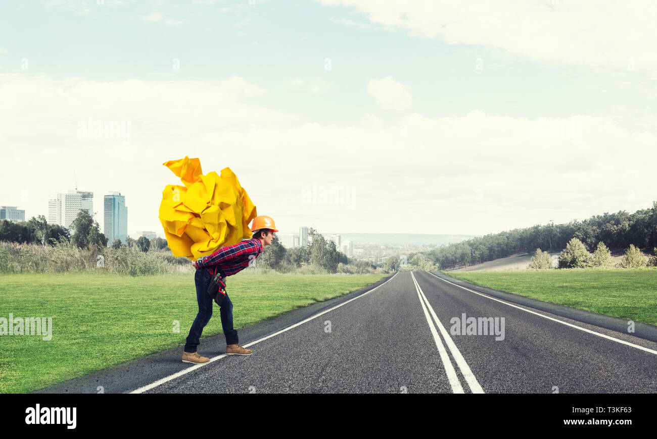 Engineer Man Carry Load Stock Photo Alamy