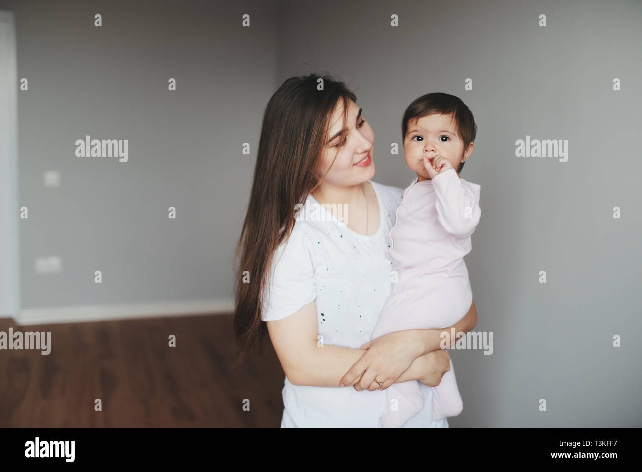 portrait of happy young mother with daughter Stock Photo