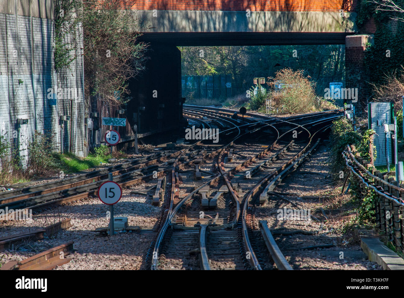 Train route in Chiswick, London Stock Photo - Alamy