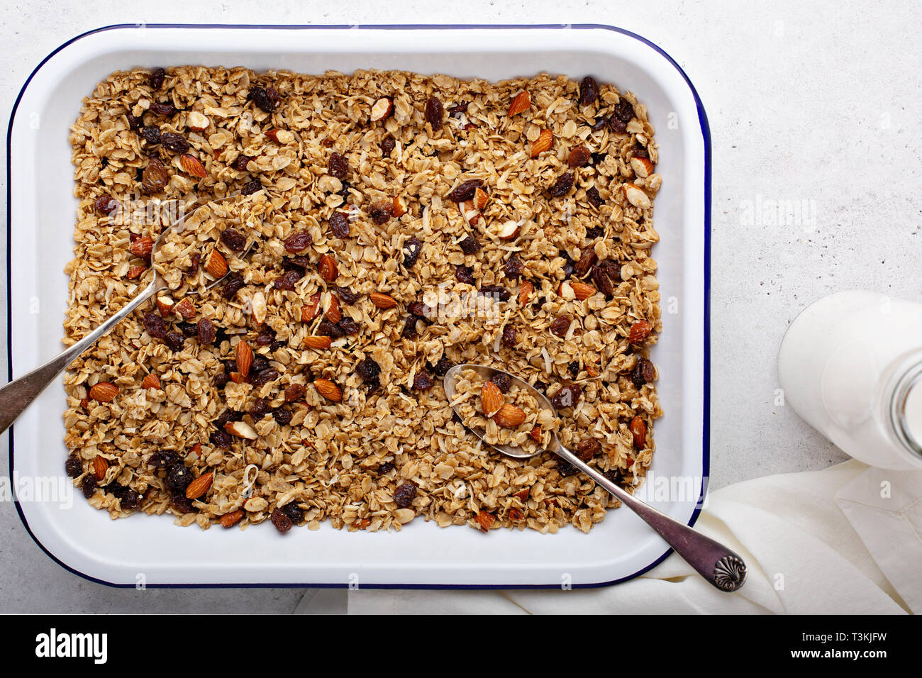 Homemade granola with coconut and almonds Stock Photo