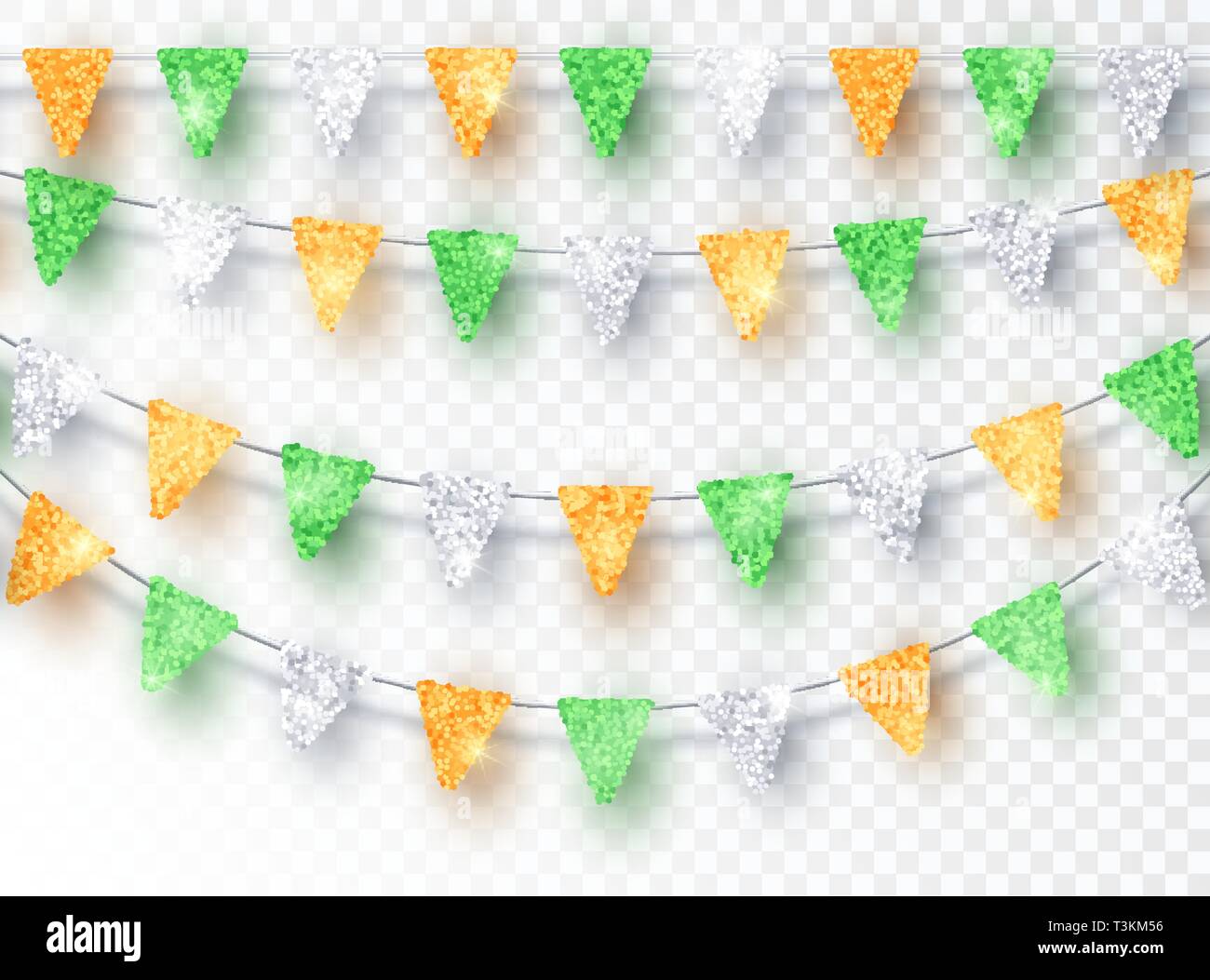 Glitter India Party Flags Decoration set isolated Stock Vector Image