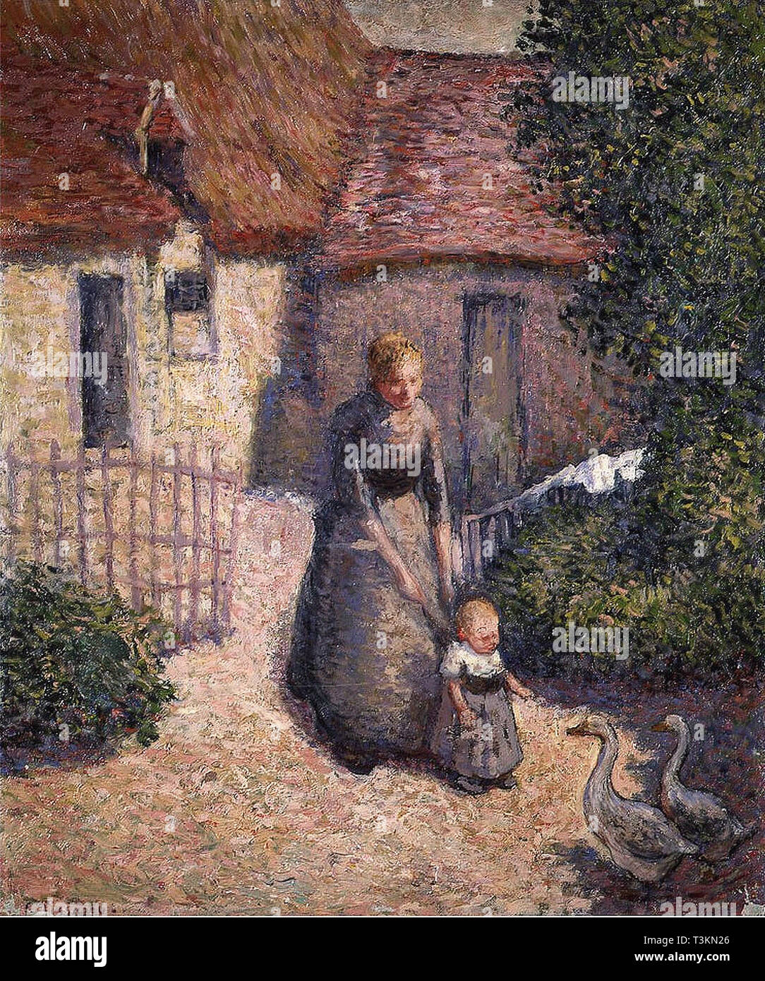 Camille Pissarro (1830 1903) Gardeuse D'oies Avec Enfant - Private Collection 1886 Stock Photo