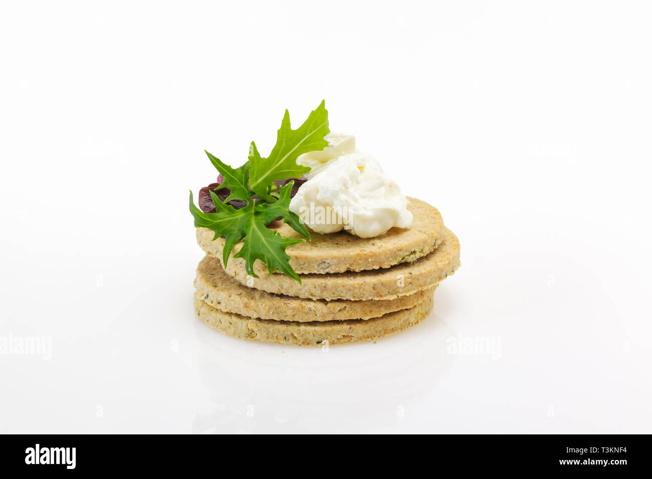 Lactose Free Cheese Spread and Oatcakes Stock Photo