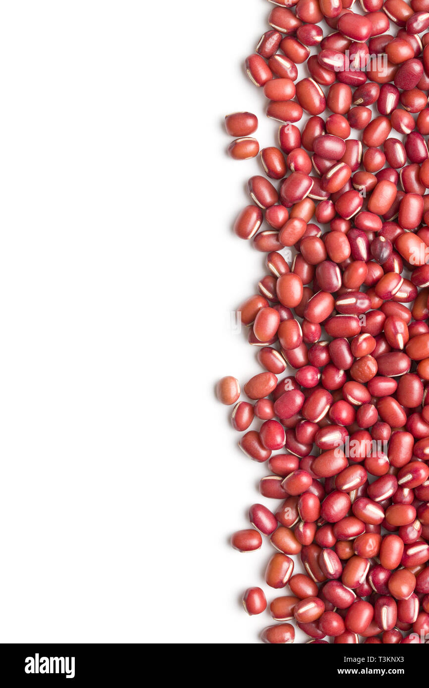 Red adzuki beans isolated on white background. Stock Photo