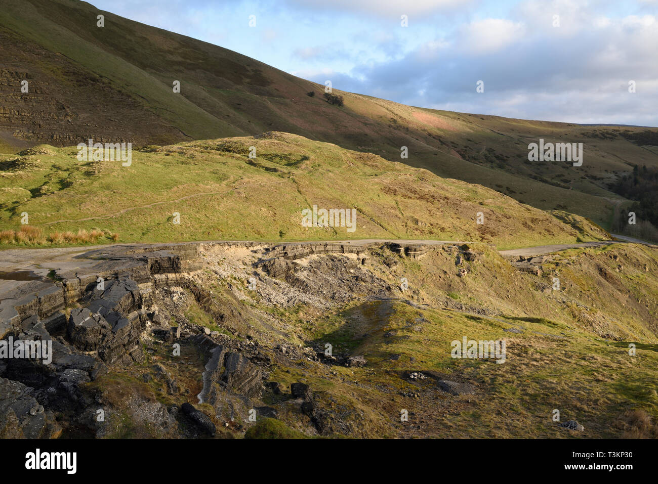 Castleton in Derbyshire,UK. Closed road due to landslide and erosion