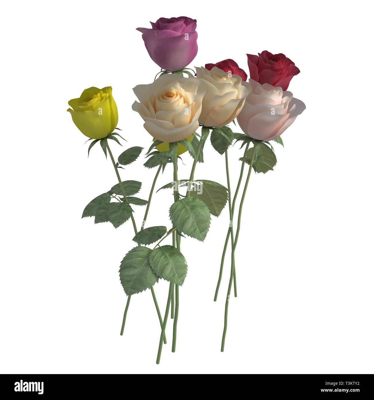 Flowers 3d illustration isolated on the white background Stock Photo ...