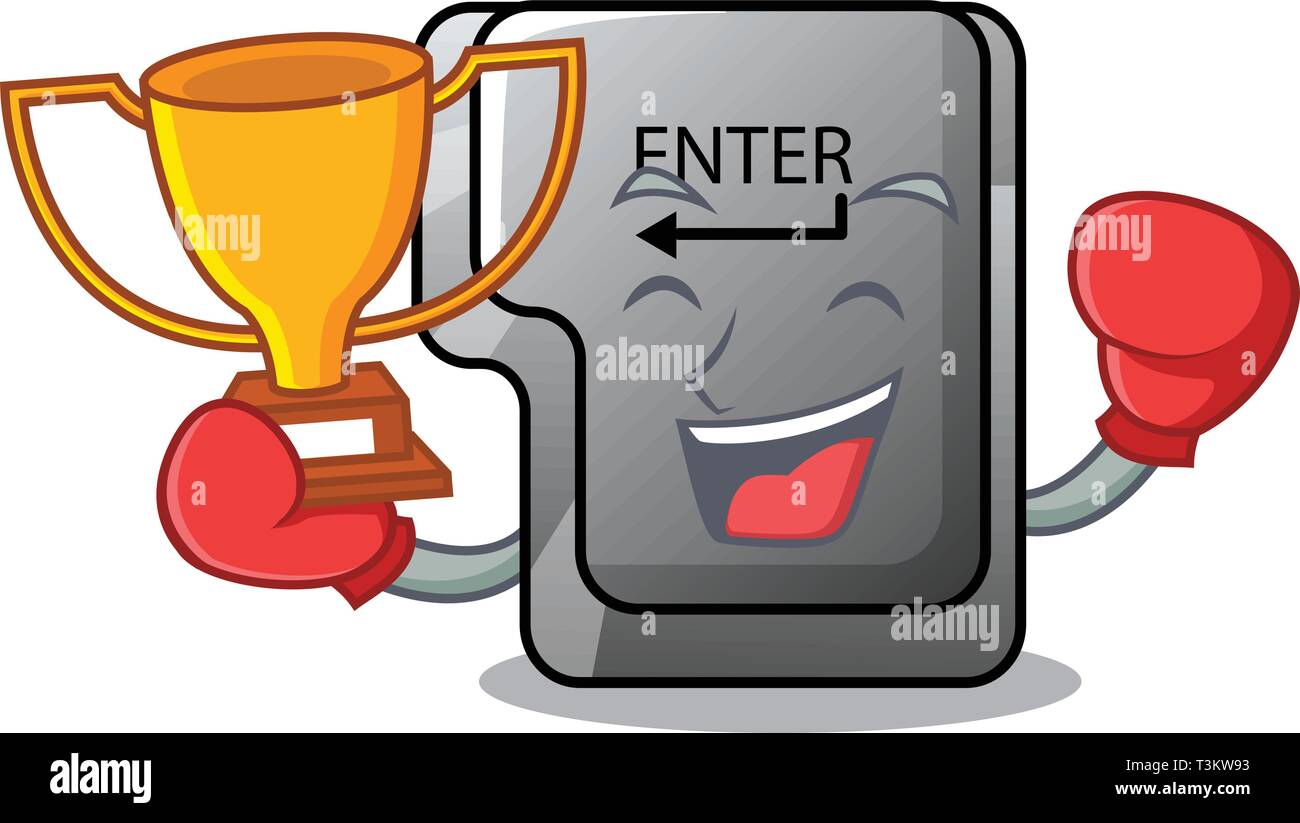 Boxing winner enter button installed on computer cartoon Stock Vector ...