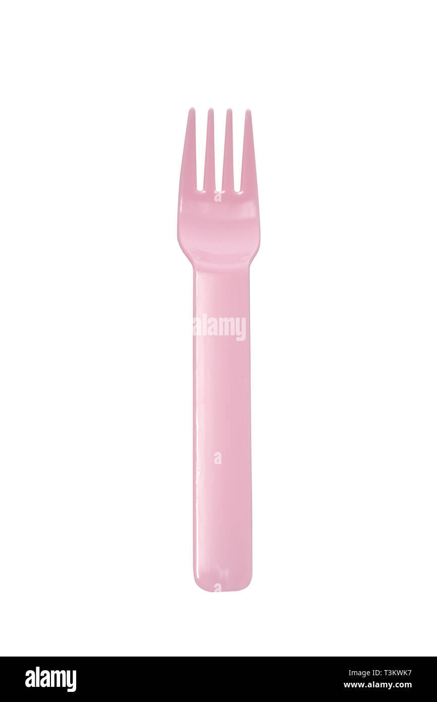Plastic fork isolated on white background with clipping path. Stock Photo