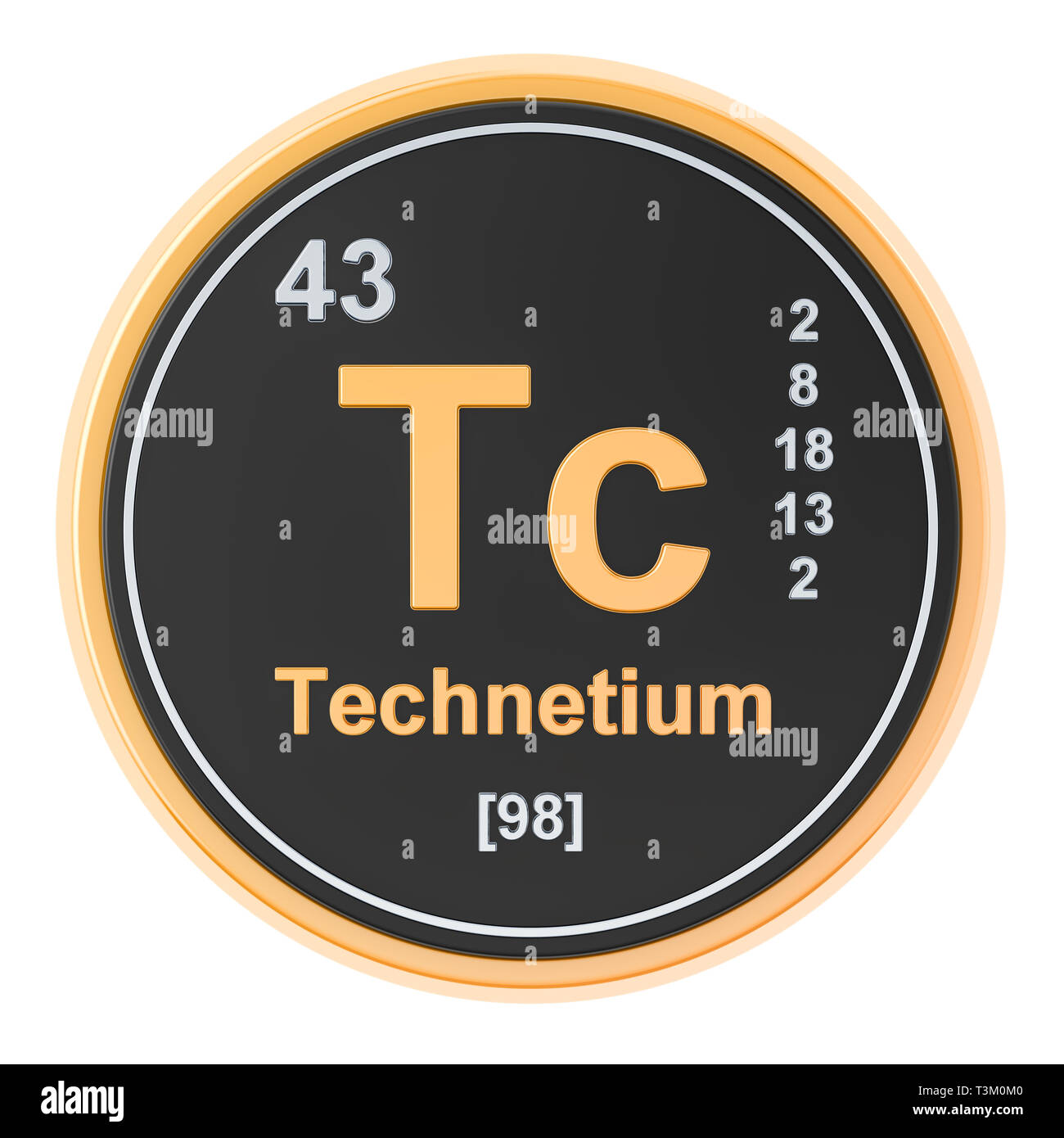 Technetium Tc chemical element. 3D rendering isolated on white background Stock Photo