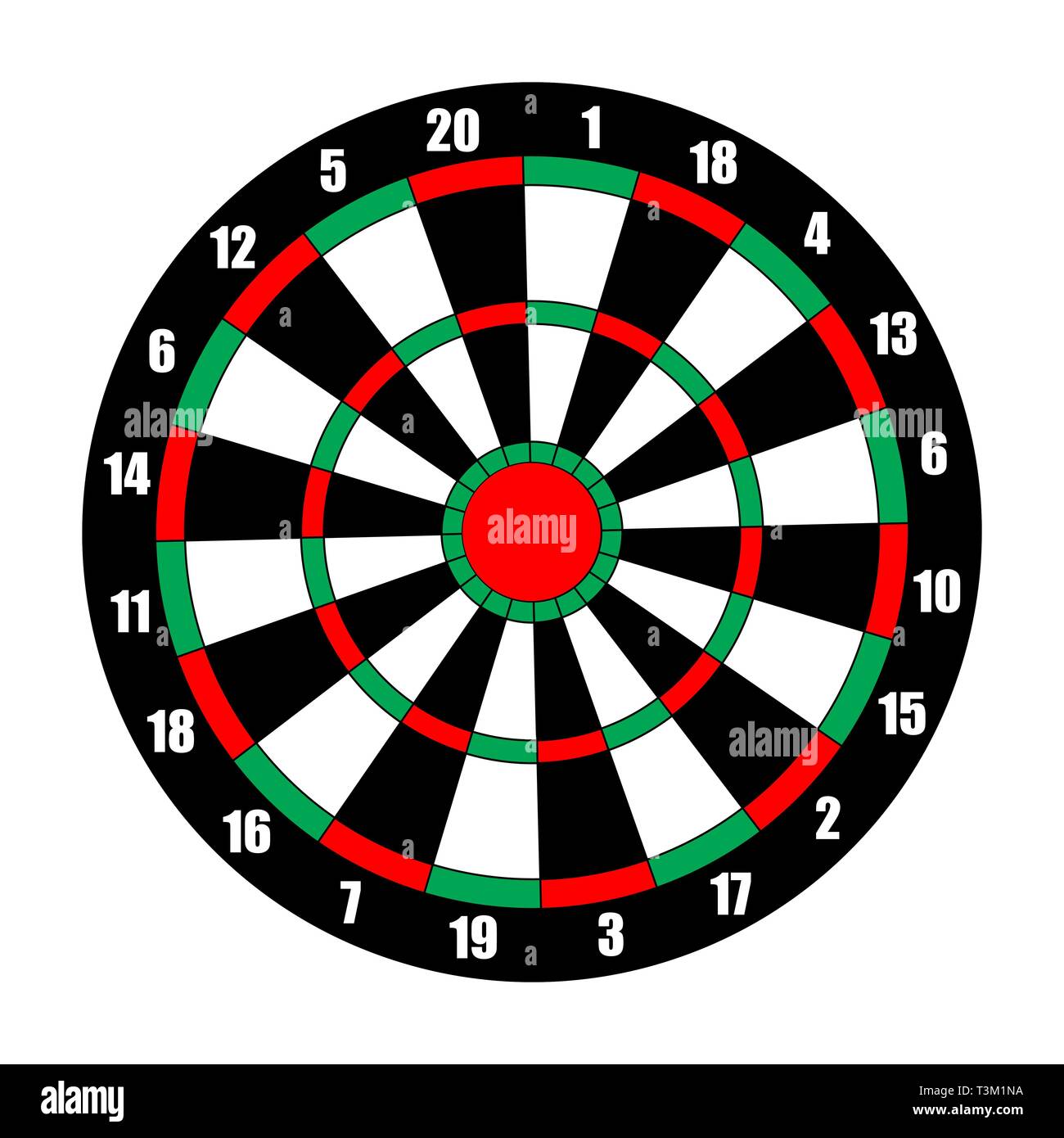 Dart board. Dart target isolated on white. Vector illustration Stock Vector