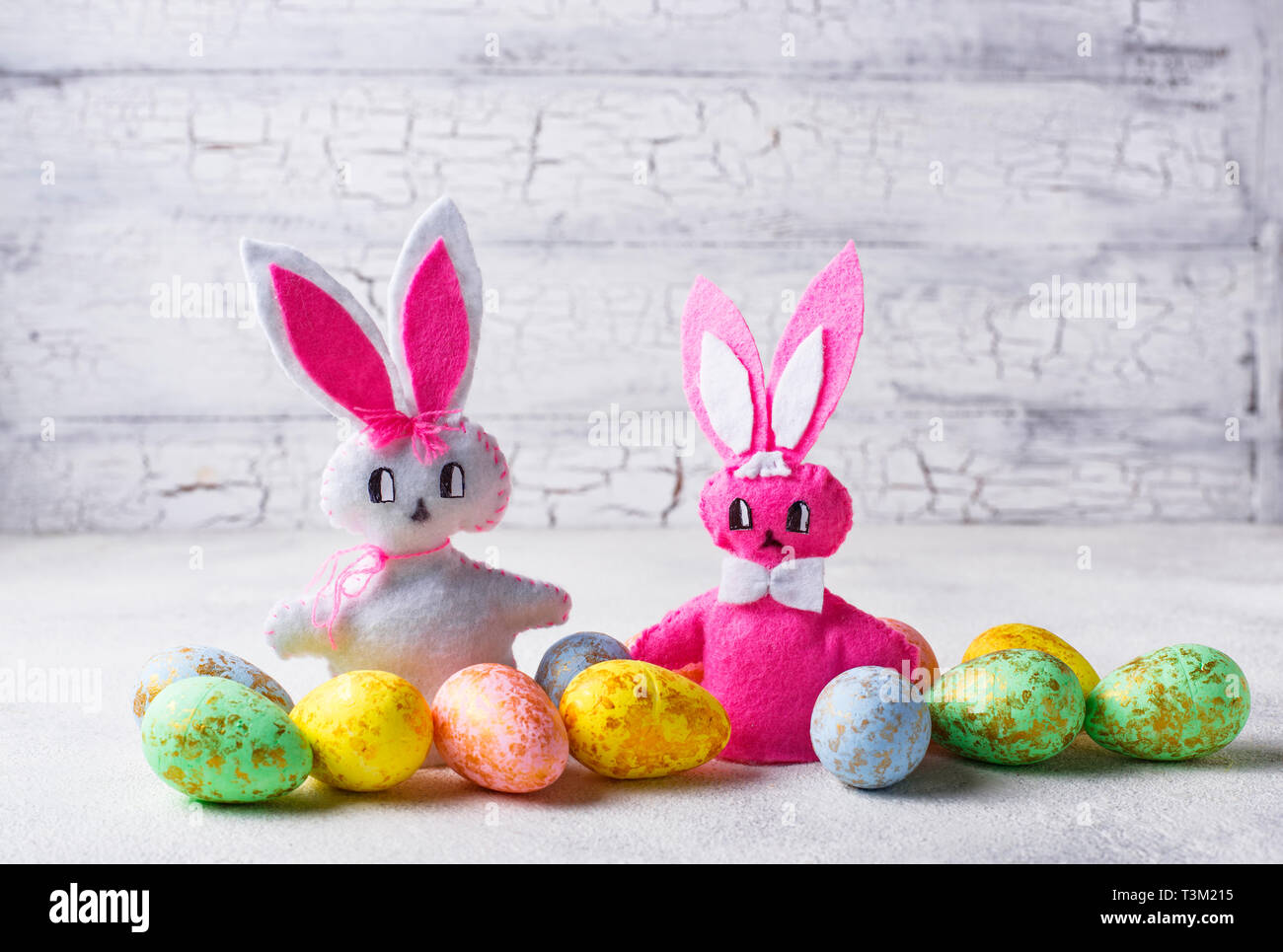 Easter background with handmade bunny Stock Photo