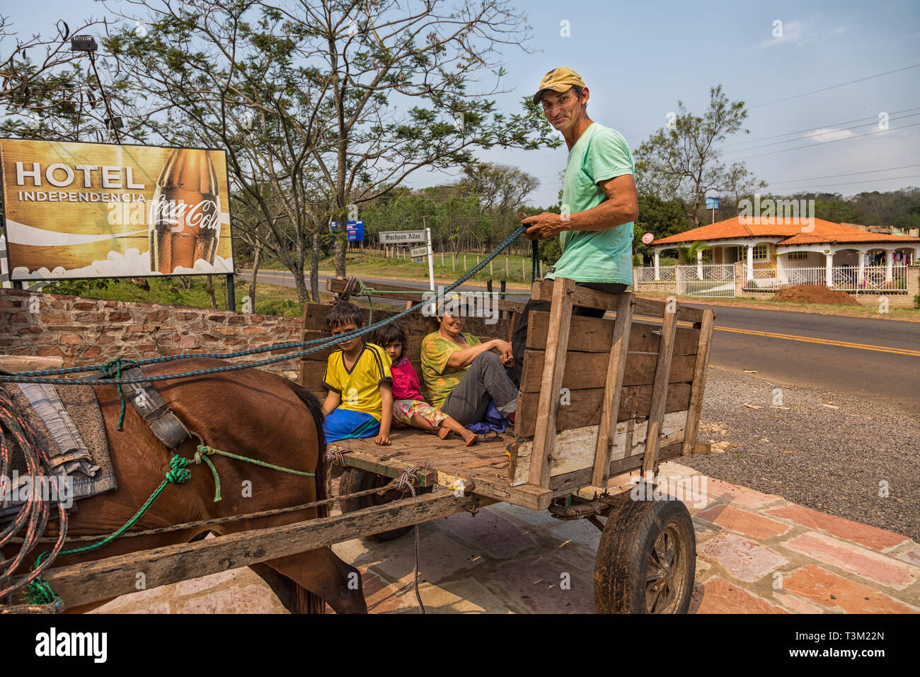 Colonia Independencia, Paraguay - August 31, 2018: Poor indigenous