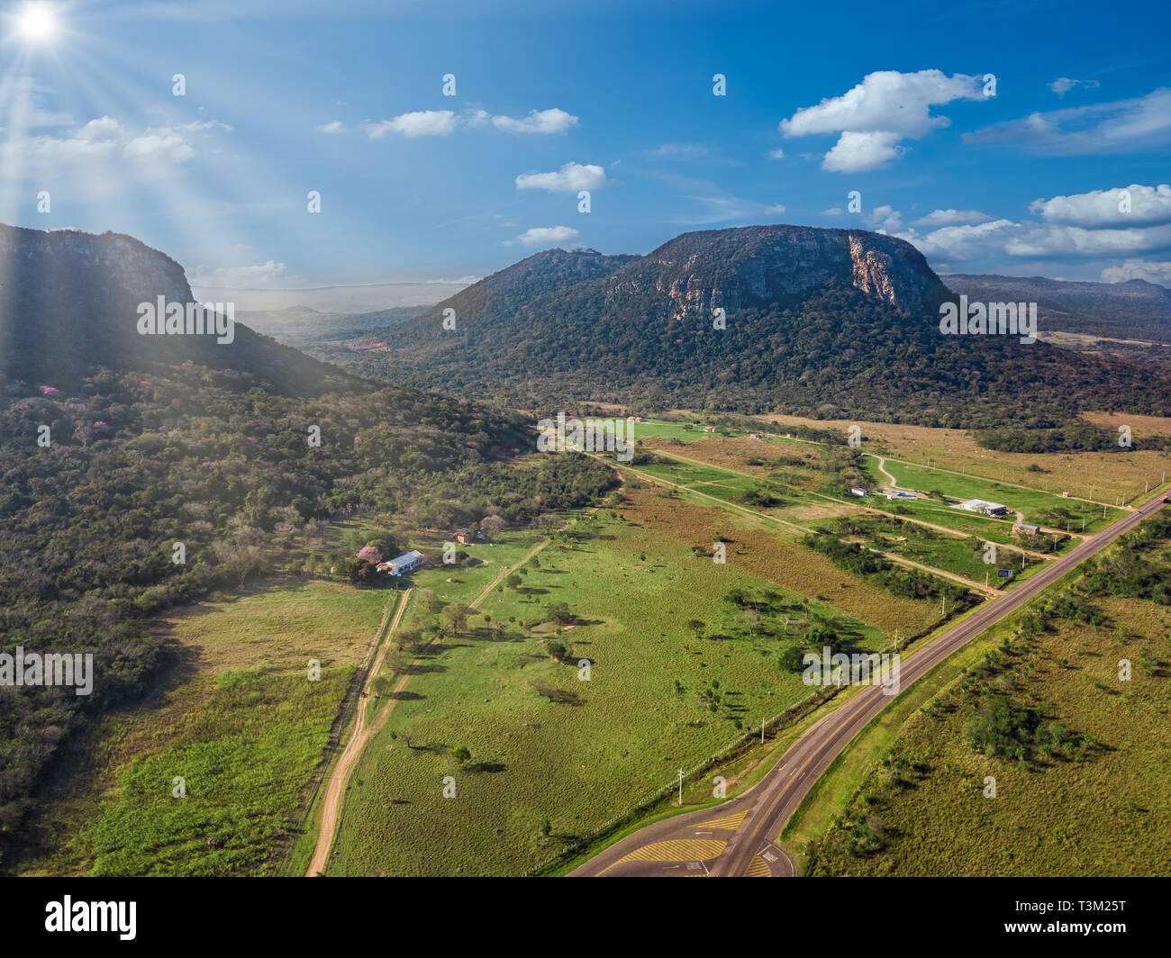 Aerial view of Cerro Paraguari. These Mountains are one of most ...