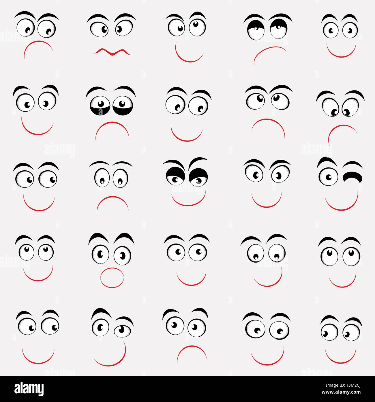 Set of cute emoticons with different emotions Stock Vector