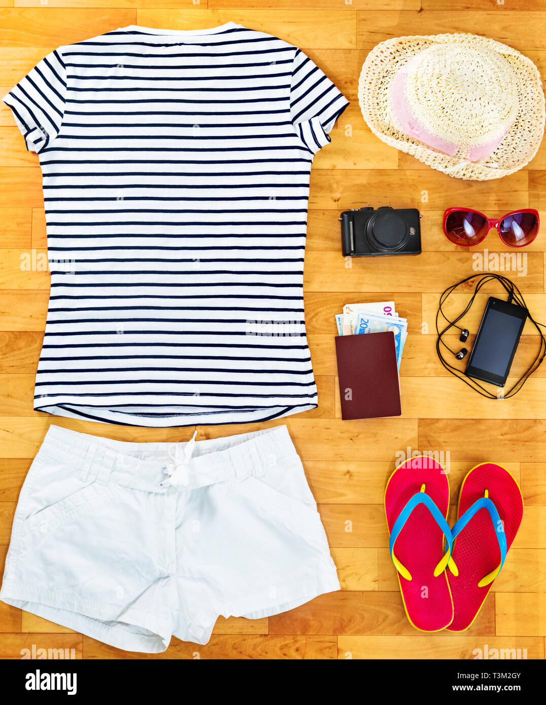packing suitcase for summer vacation Stock Photo