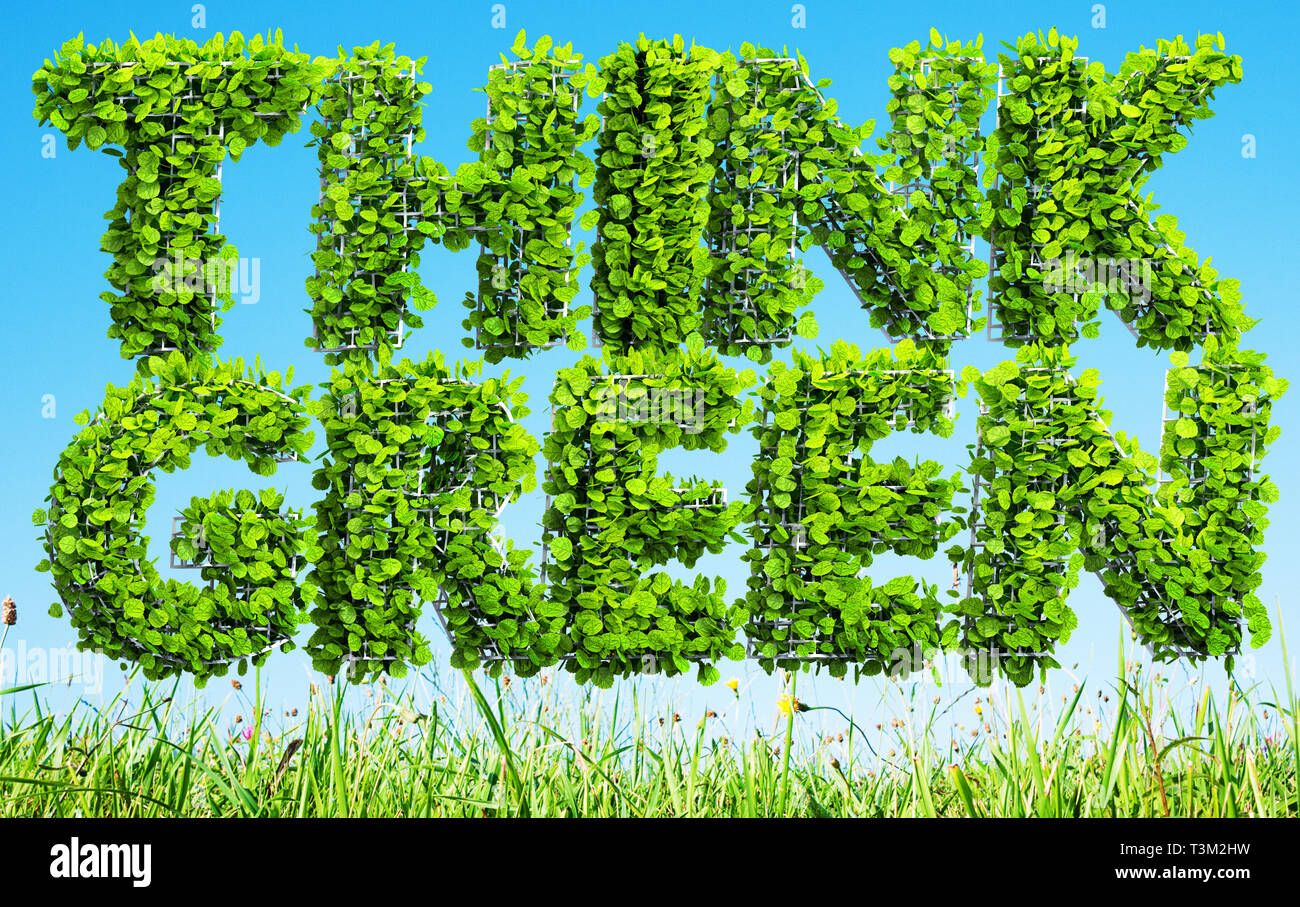 think green concept 3D illustration Stock Photo