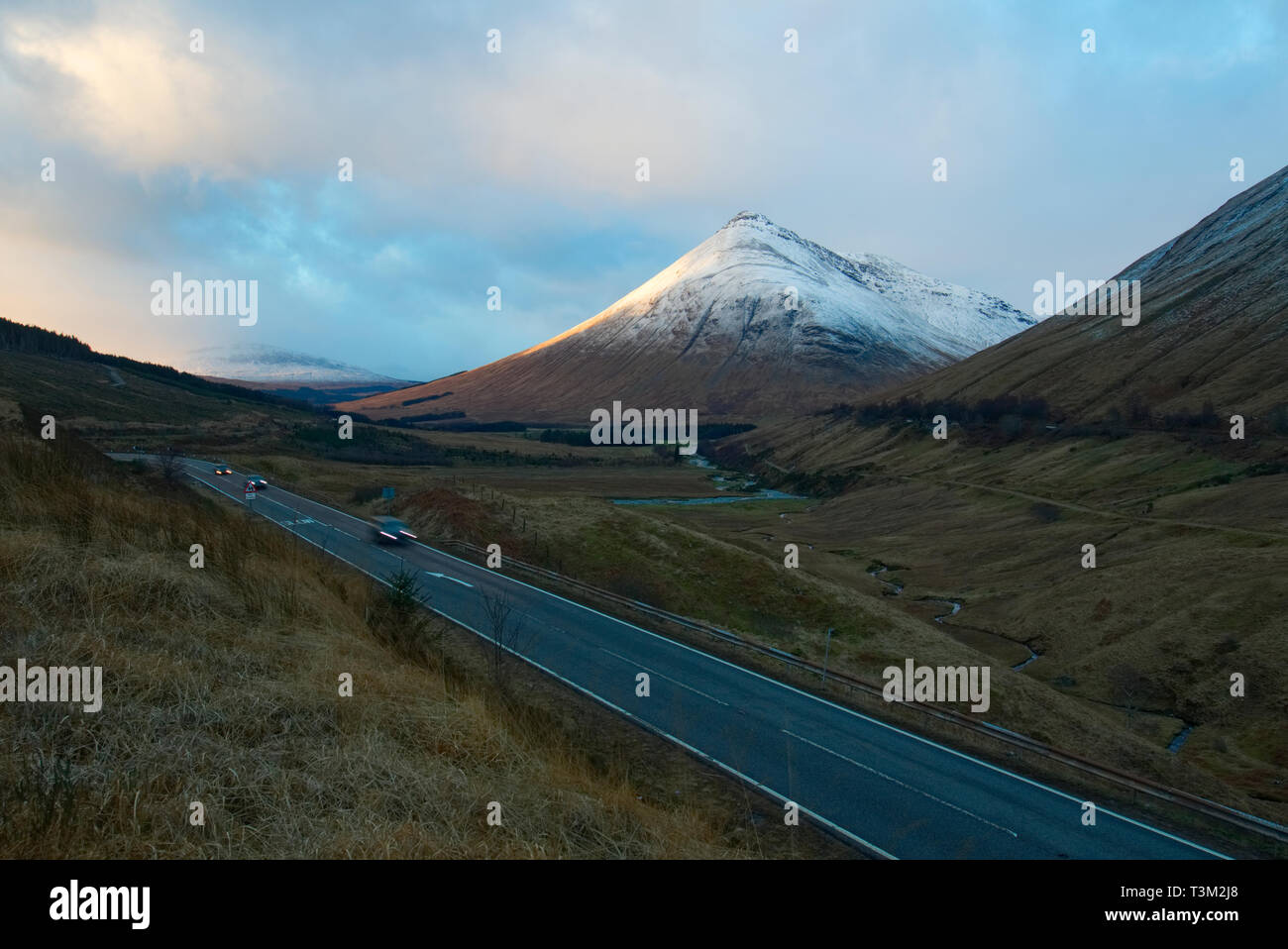 A82 road with Beinn Dorain behind, Argyll and Bute Stock Photo
