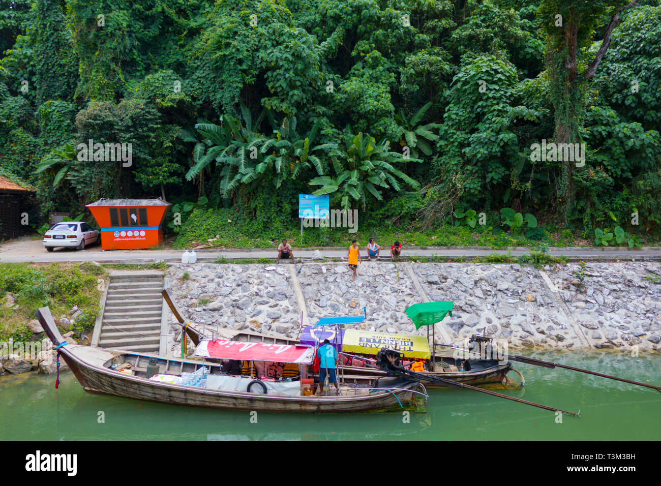 Long tail boats, Haeng river, between Noppharat Thara and Ao Nang, Krabi province, Thailand Stock Photo