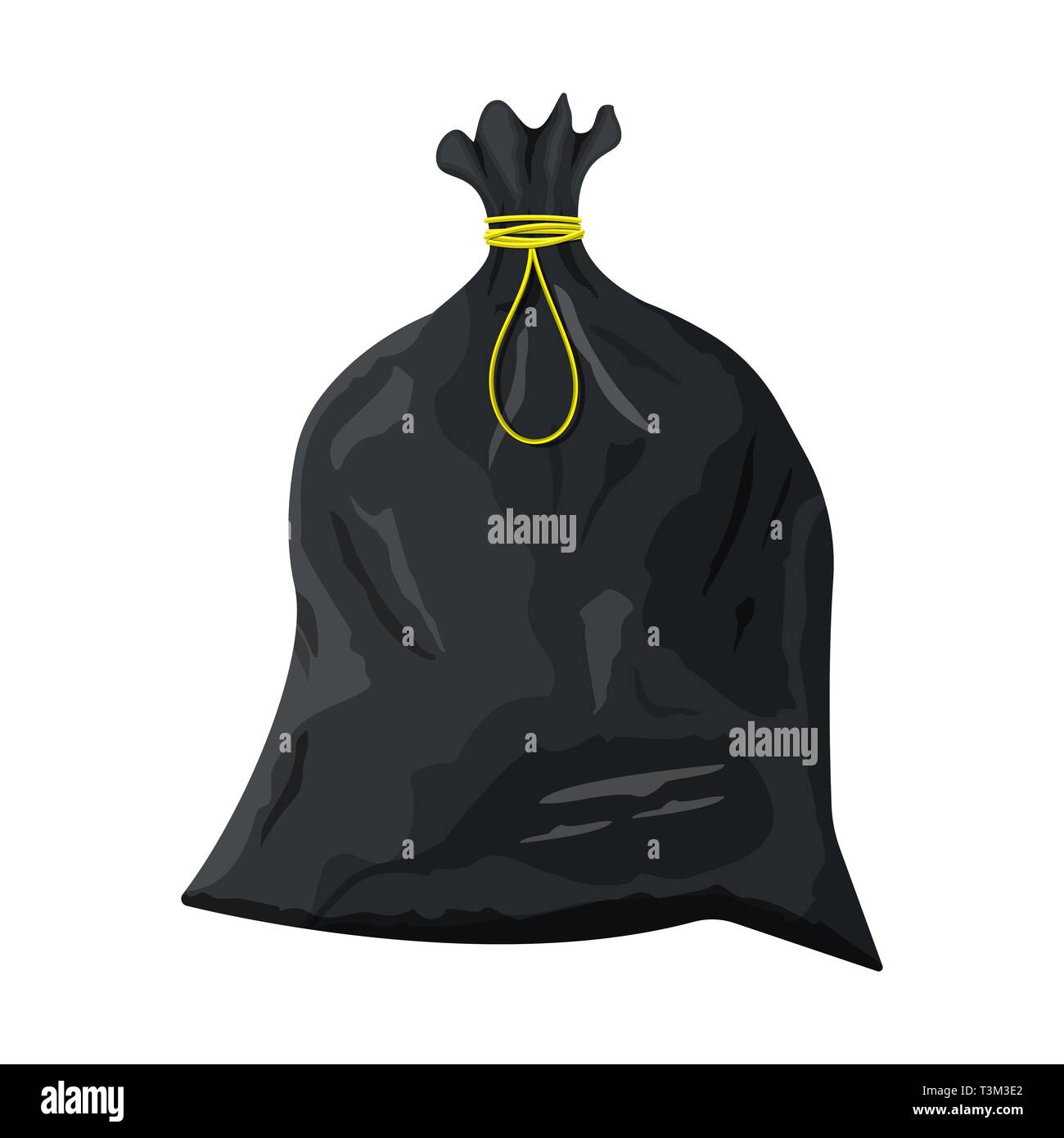 Plastic garbage bag with rope icon. Container for trash isolated on ...