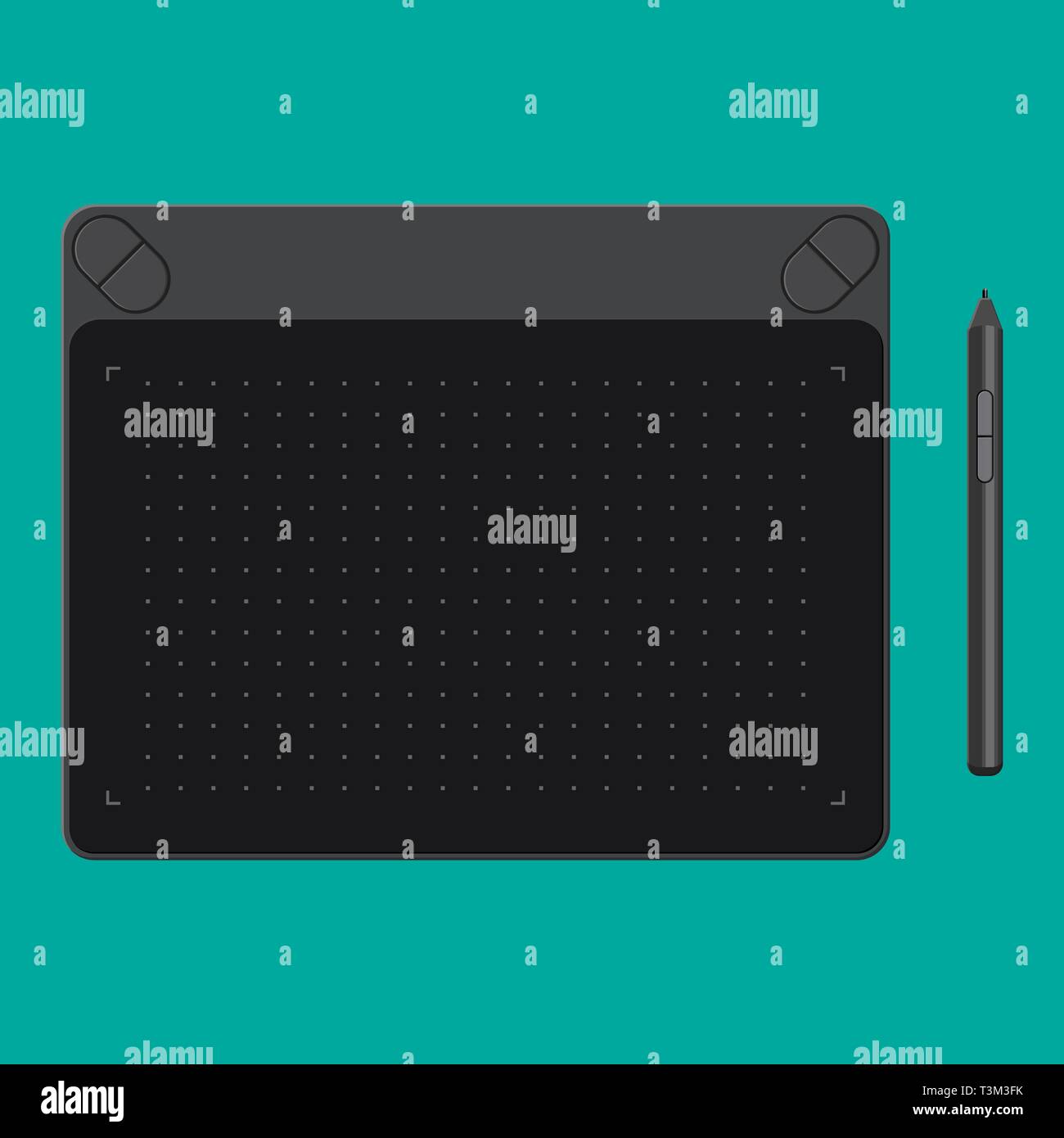 Graphic tablet. Tab and pen. Digital device to draw for designers and