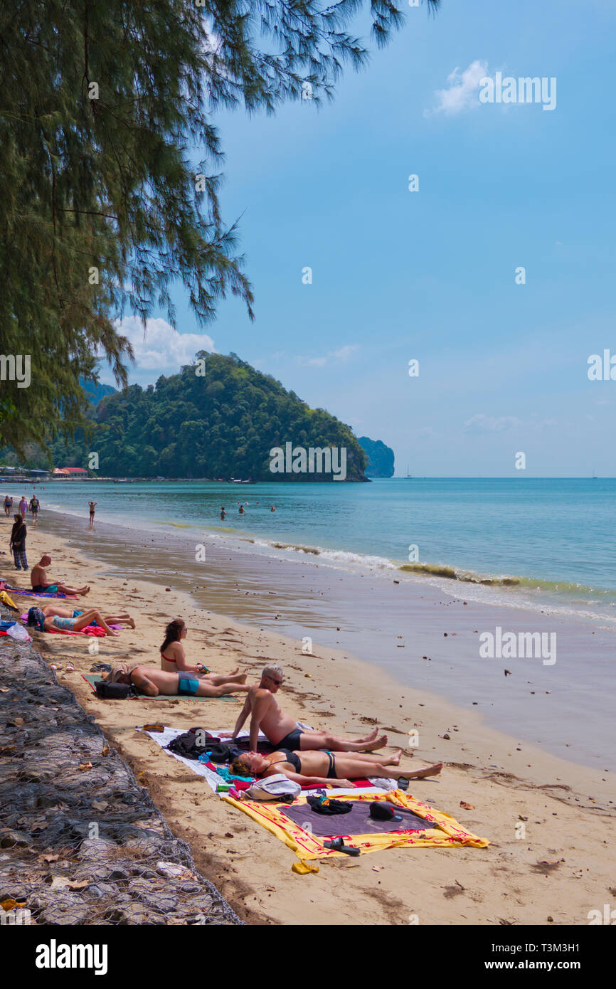 Beach, Hat Noppharat Thara, Krabi province, Thailand Stock Photo