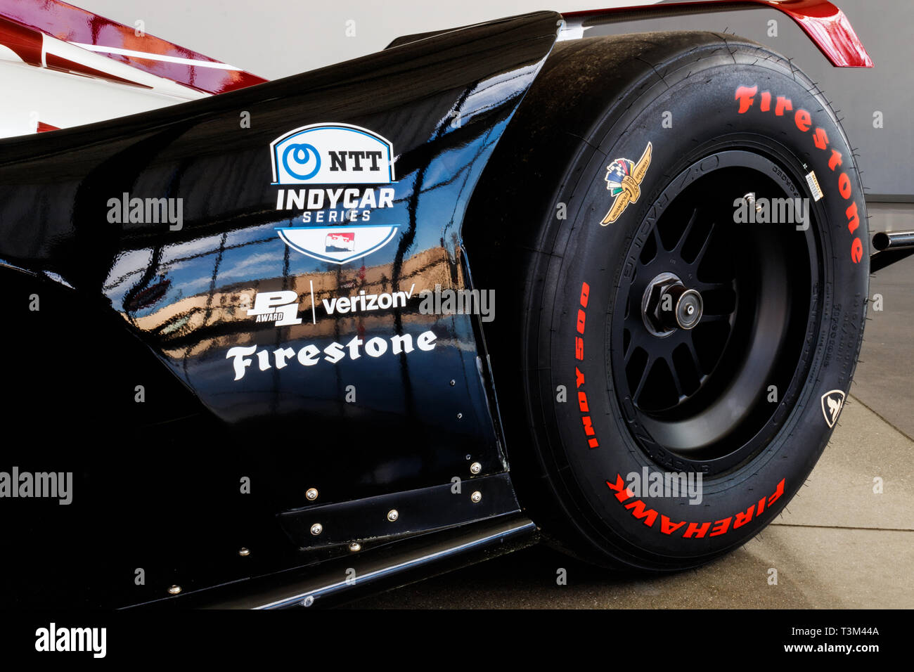 Indianapolis Circa April 2019 Logo Of Ntt Indycar Series And Sponsors Firestone And Verizon Indycar Is The Premier Level Of Open Wheel Racing Ii Stock Photo Alamy