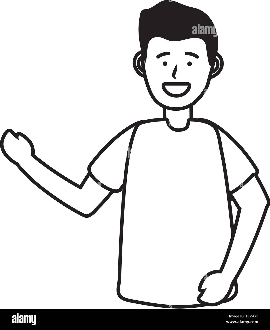 child boy portrait avatar cartoon character black and white vector