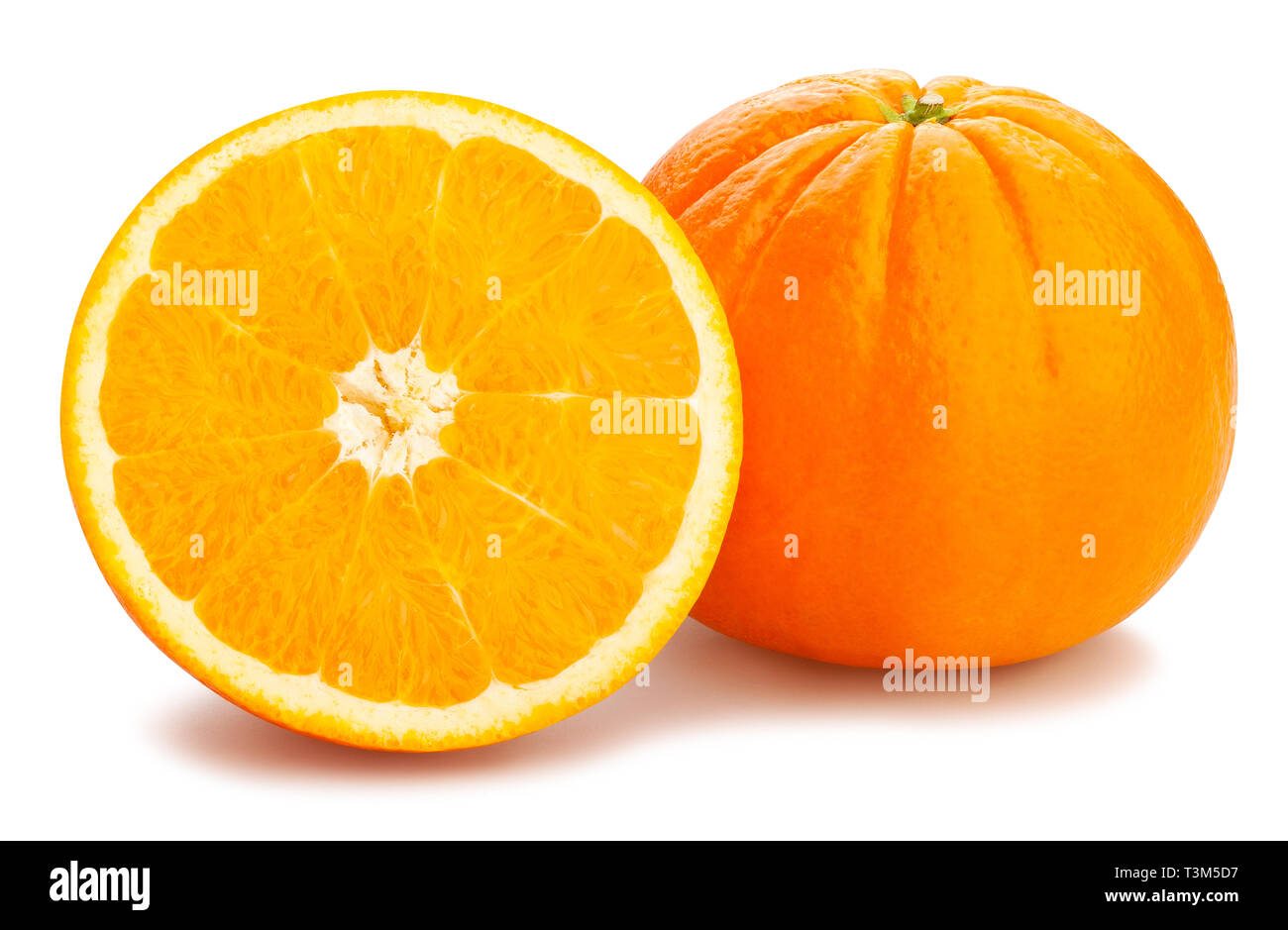 sliced orange fruit path isolated Stock Photo