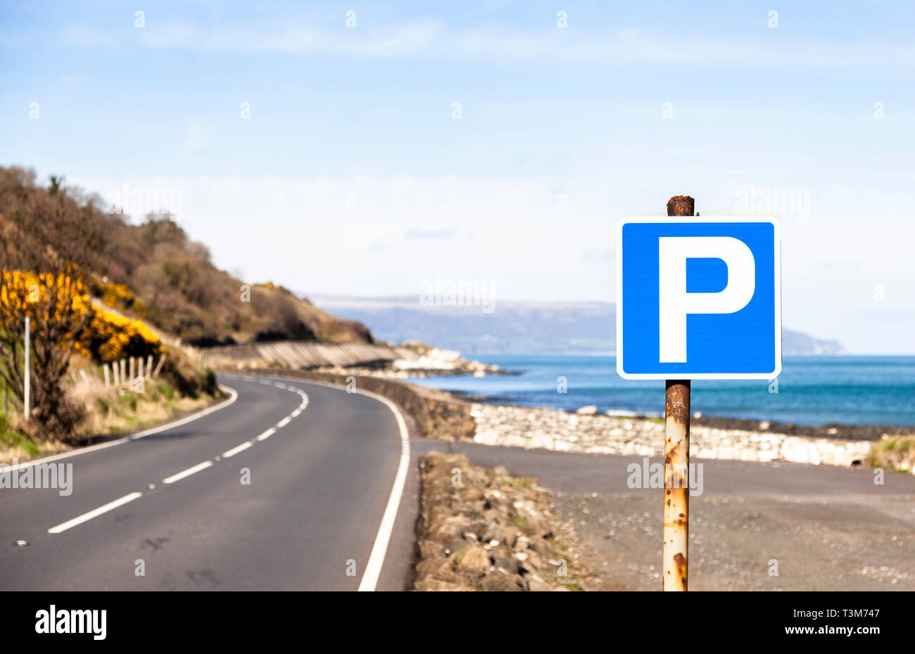 Parking area, Antrim Coast Road near Glenarm Stock Photo Alamy