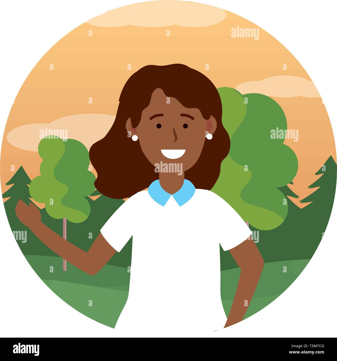 child girl portrait avatar cartoon character outdoor rural landscape ...
