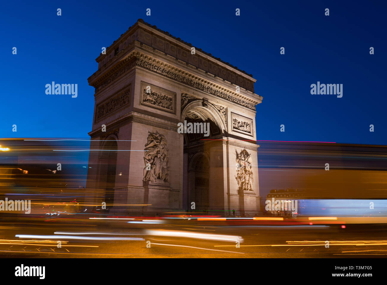 The Arc de Triomphe at Night. It is one of the most famous monuments in